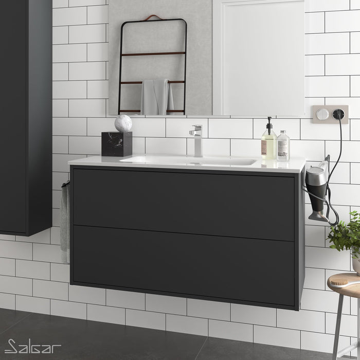 Optim Noir 1000mm Wall Hung Vanity Unit + Basin - Matt Black