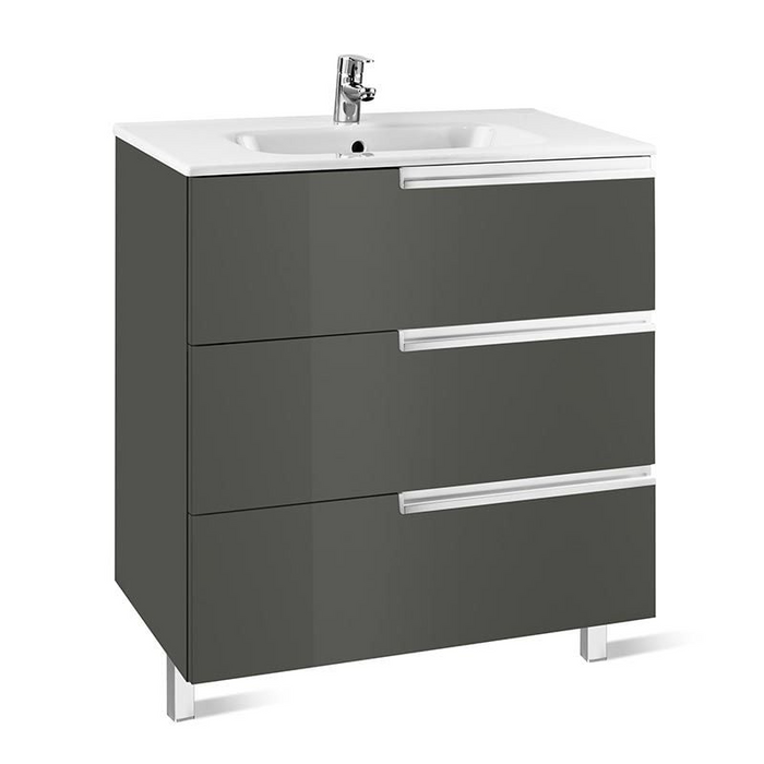 Roca Victoria-N 1000mm 3 Drawer Vanity Unit - Anthracite Grey