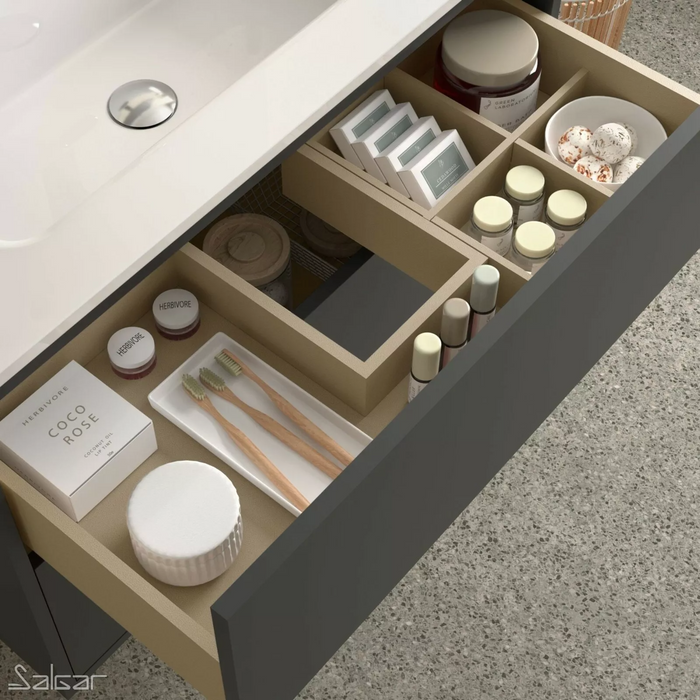 Optim Noir 600mm Wall Hung Vanity Unit + Basin - Matt Black