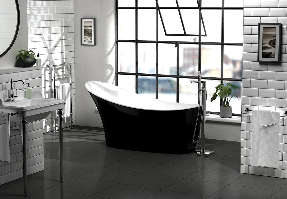 Sunflower Gloss Black Freestanding Bath 1720 x 730mm