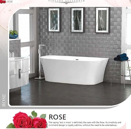 Rose Gloss White Back to Wall Freestanding Bath 1700 x 800mm