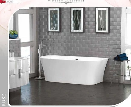Rose Gloss White Back to Wall Freestanding Bath 1700 x 800mm