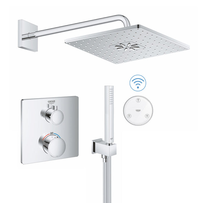 Grohe Grohtherm SmartConnect Square Head & Handset Shower Set