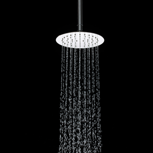 Piano 200mm Round Shower Head (With Long Wall Arm)