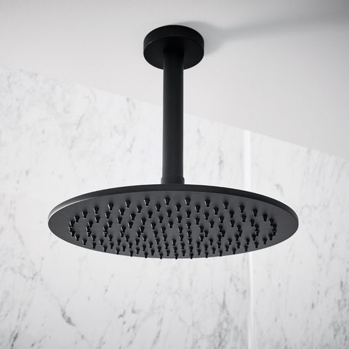 Noir 300mm Shower Head (With Ceiling Arm)