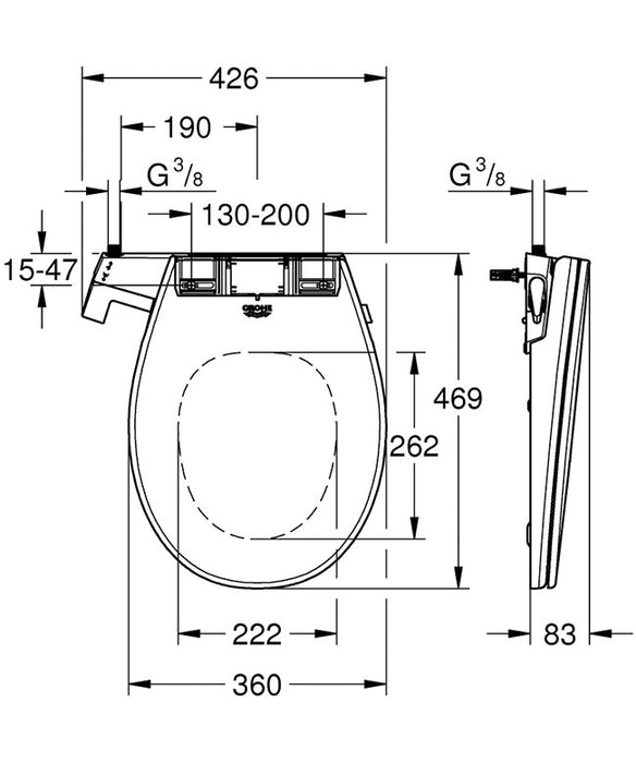 Grohe Bau Manual Bidet Toilet Seat