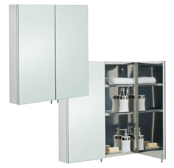 Rak Delta Stainless Steel Double Cabinet With Mirrored Doors
