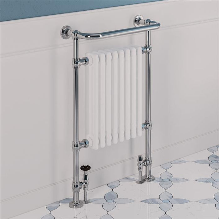 Isbourne Chrome/Gloss White Traditional Towel Radiator 940 x 600mm