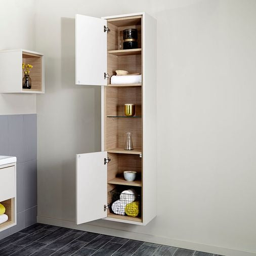 Lincoln Wall Mounted Tall Unit - Cashmere