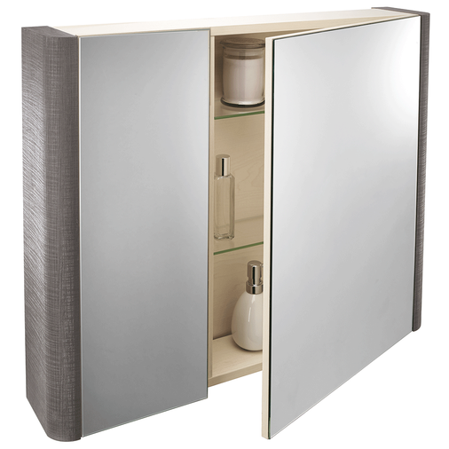 Linen 800mm Textured Mirror Cabinet - Grey