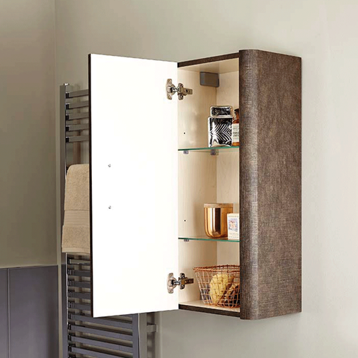 Linen 400mm Mini Tall Wall Hung Cabinet - Textured Finish Rust
