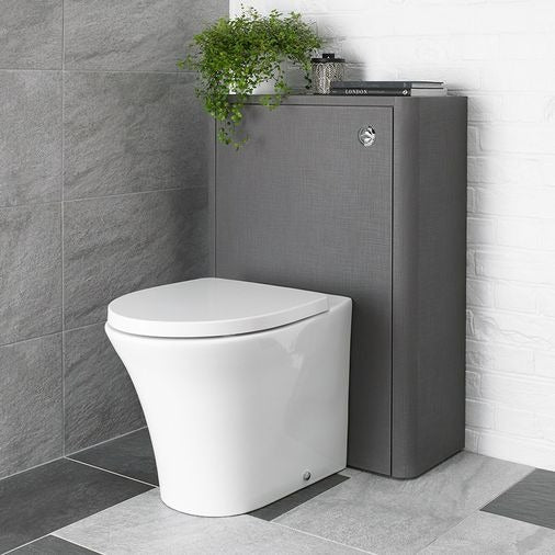 Linen Textured Grey 600 x 270mm WC Back To Wall Toilet Unit Including Conceal Cistern