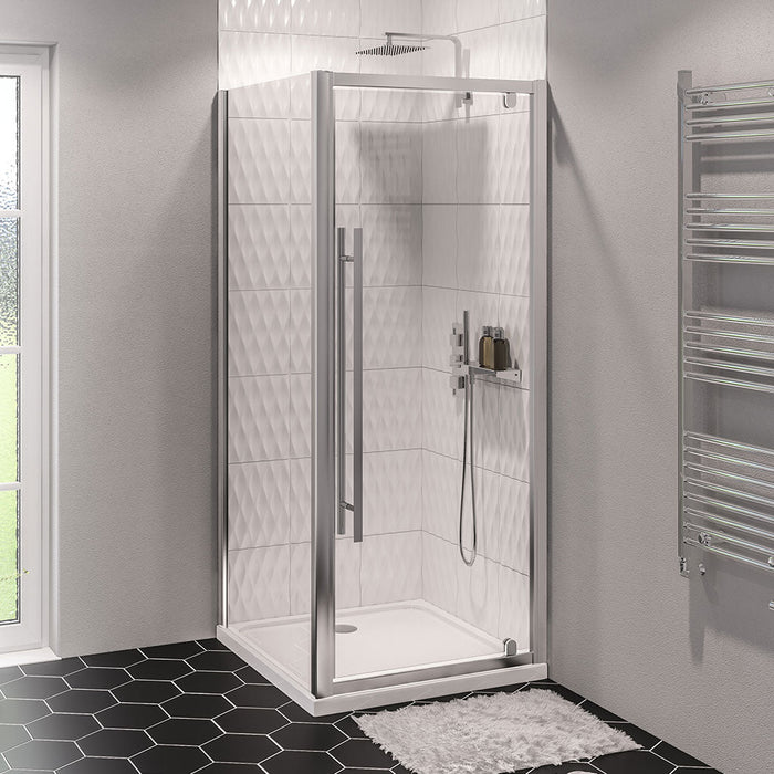 Vantage Silver Pivot Door Shower Enclosure 1000mm