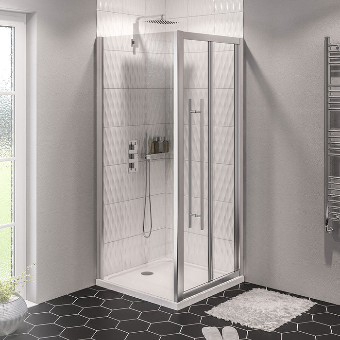 Vantage 2000 Silver Bi-Fold Door Shower Enclosure 700mm