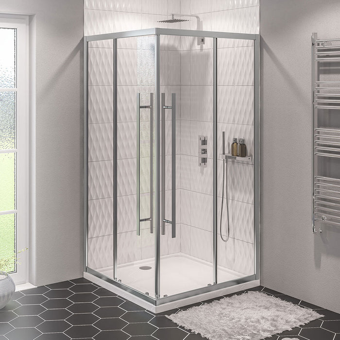 Vantage 2000 Matt Black Corner/Offset Shower Enclosure 900 x 700mm