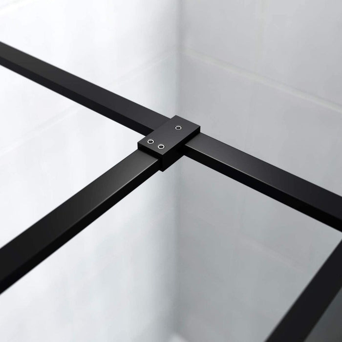 Elle 1400x800mm Matt Black Walk-In Shower Enclosure 8mm Easy Clean (Inc. Shower Panels, Shower Tray+Waste)