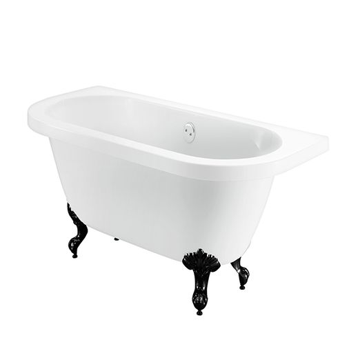 Belmont Back To Wall Roll Top Bath With Black Feet