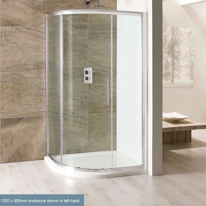 Volente Single Door Offset Quadrant Shower Enclosure 900 x 800mm