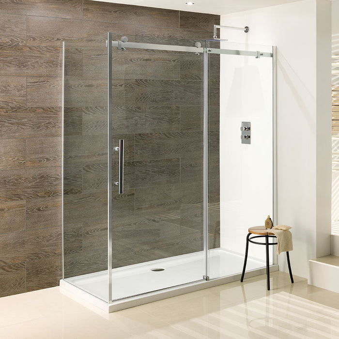 Vanguard Silver Frameless Sliding Door Shower Enclosure 1700mm