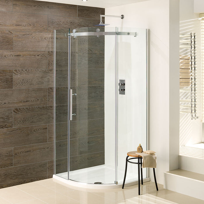 Vanguard Silver Frameless Quadrant Shower Enclosure 1000mm