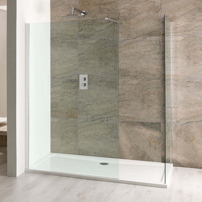 Volente Clear Glass 6mm Walk In Panel with Support Bar 760 x 1850mm
