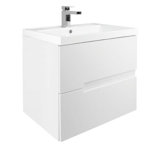 Vermont 600mm Wall Mounted Vanity Unit & Basin - Gloss White