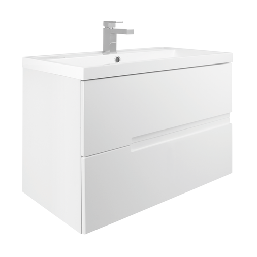 Vermont 800mm Wall Mounted Vanity Unit with Basin - Gloss White