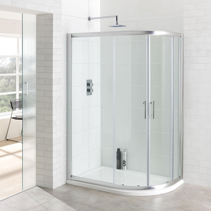 Vantage Polished Silver Offset Quadrant Shower Enclosure 1400 x 800mm