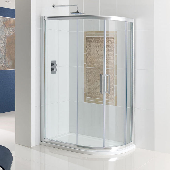 Corniche 1950 Silver Offset Quadrant Shower Enclosure 900 x 800mm