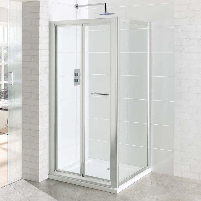 Vantage Polished Silver Bi-Fold Door Shower Enclosure 1000mm