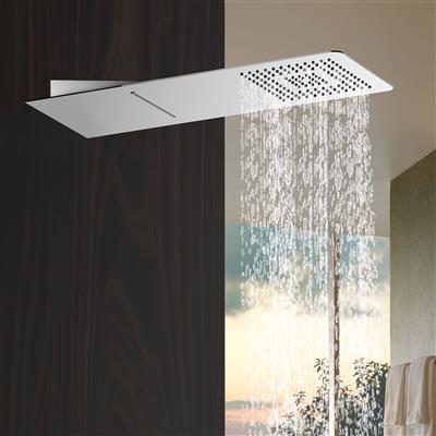 Chrome Stainless Steel Square Wall Mounted Shower with Waterfall