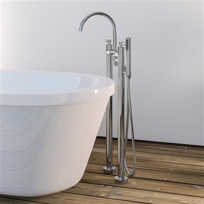 Leith Chrome Floor Standing Bath Shower Mixer with Kit