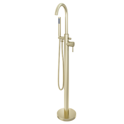 Ardley Brushed Brass Floor Standing Bath Shower Mixer with Kit