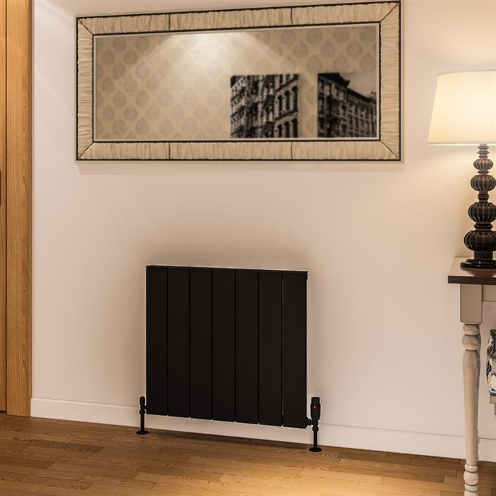 Rosano Matt Black Horizontal Aluminium Radiator 600 x 660mm