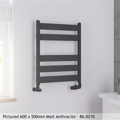 Pelago Polished Aluminium Towel Radiator Rail 600 x 500mm