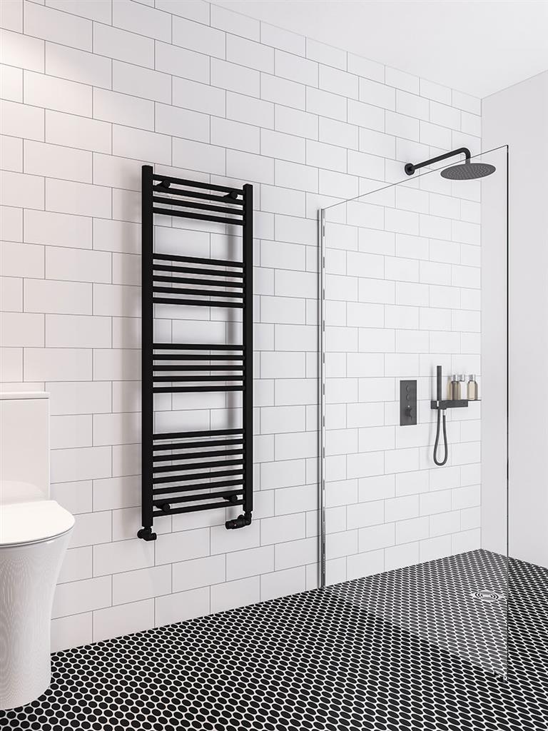Wingrave Matt Black Straight Towel Radiator 1400 x 500mm — Wise Bathrooms