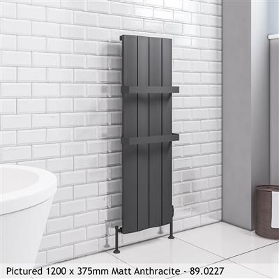 Fairford Matt White Vertical Aluminium Radiator 1200 x 565mm