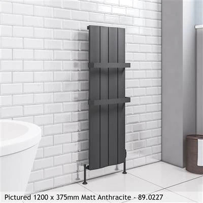Fairford Matt White Vertical Aluminium Radiator 1200 x 375mm