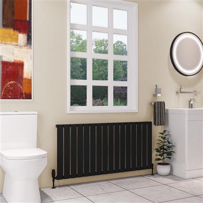 Deddington Matt Black Horizontal Radiator 600 x 630mm