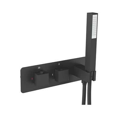 Matt Black Round Horizontal Thermostatic Shower Valve Including Kit