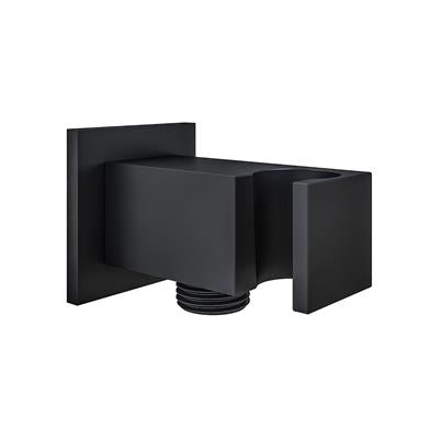 Matt Black Square Elbow Outlet with Bracket