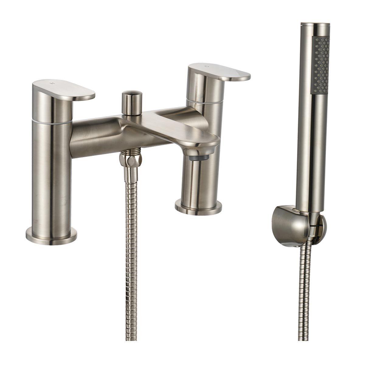 Nezrol Round Bath Shower Mixer Tap Brushed Nickel — Wise Bathrooms