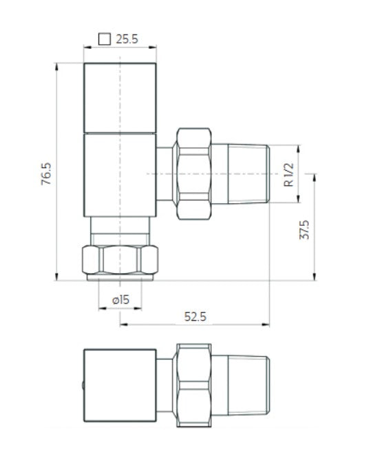 Noir Angled Black Radiator Valves - Matt Black