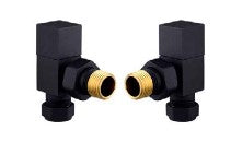 Noir Angled Black Radiator Valves - Matt Black