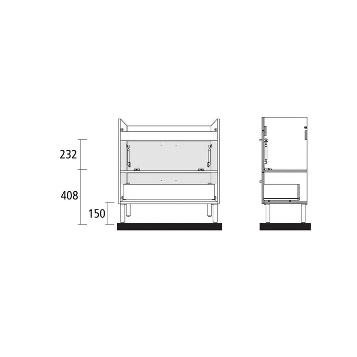 Almagro 600mm Floorstanding Vanity Unit 2 Drawer Gloss White + Basin