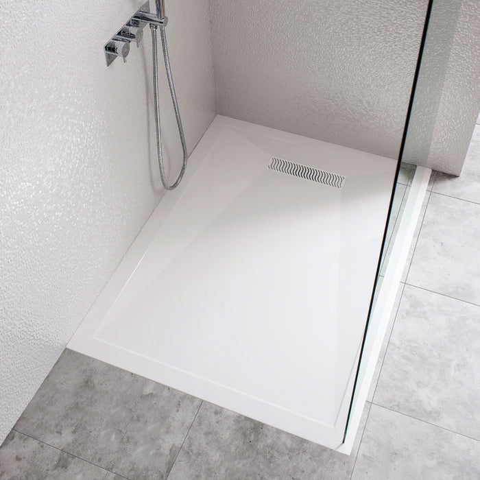 Crosswater Rectangular Low Profile Stone Resin Shower Tray with Linear Waste