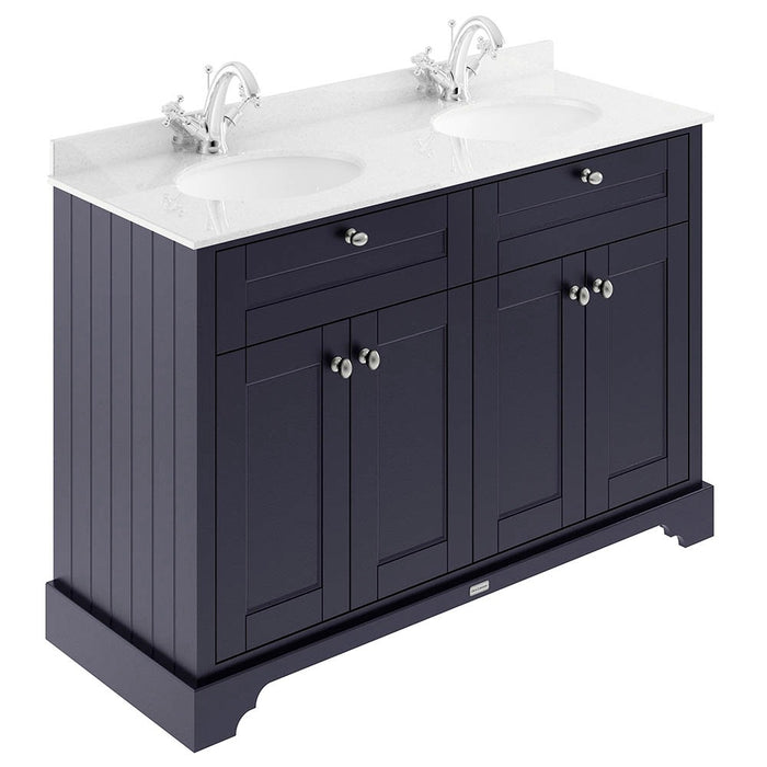 Old London 1200mm Cabinet & Double Bowl White Marble Top - Choose Colour