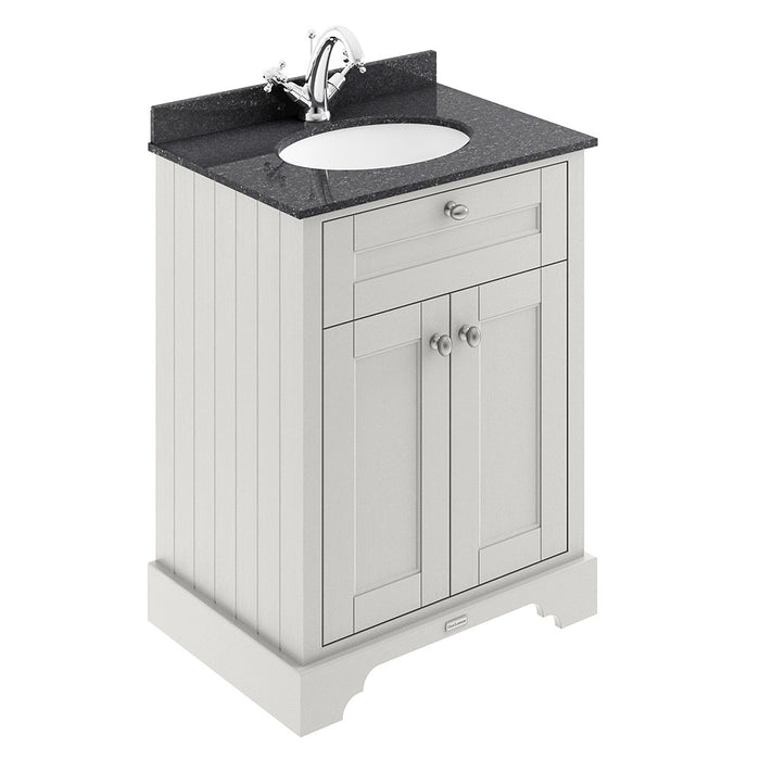 Old London 600mm Cabinet & 1TH Single Bowl Black Marble Top - Choose Colour