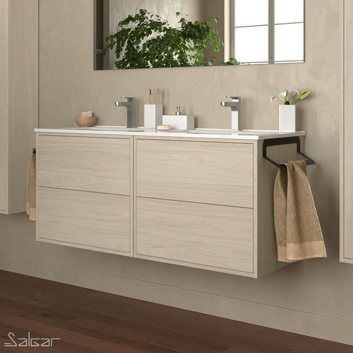 Optimus 1200 Wall Hung Vanity Unit + Basin - Nordick Natural Oak