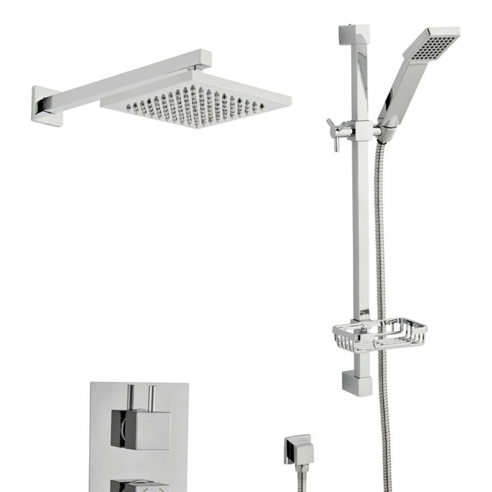 Pure Option 6 Triple Thermostatic Concealed Shower with Adjustable Slide Rail Kit and Overhead Drencher
